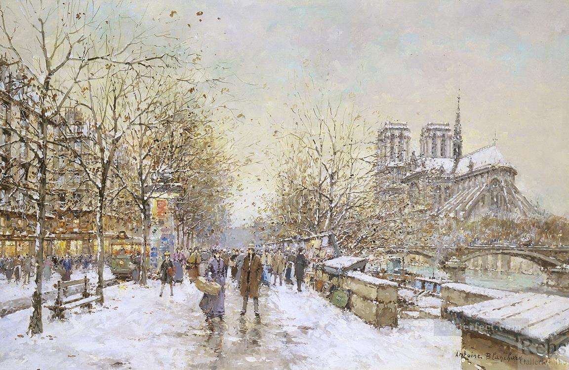 アントワーヌ・ブランチャード パリ・ノートルダムの冬油絵